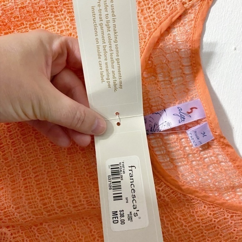 Alya Orange Crochet Lace Bohemian Tank Top NWT - Picture 5 of 7